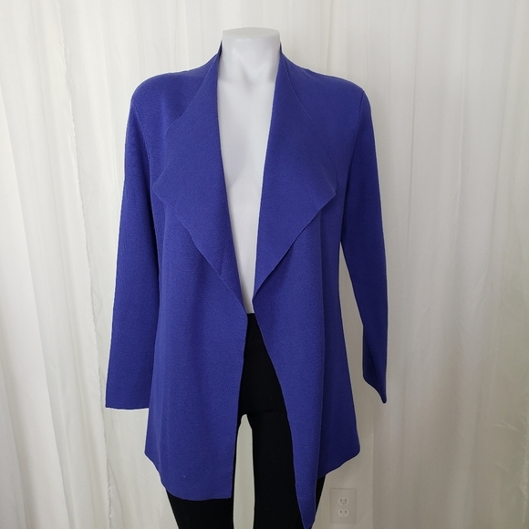 Eileen Fisher silk/cotton blue open front cardigan sweater size medium - Picture 5 of 9